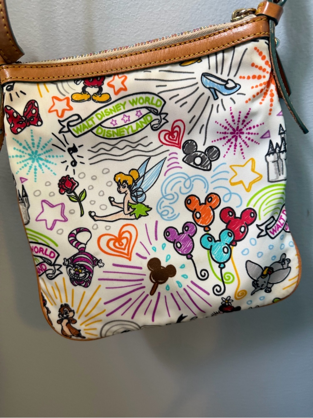 Disney Dooney Bourke Sketch Crossbody Bag Heart Charm Mickey Castle Nylon Purse - Picture 5 of 16